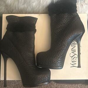 YSL Women’s Booties Black Excellent Preloved Condition - Full Inclusion Size 38